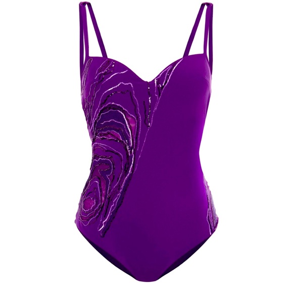 La Perla Other - NWT La Perla Purple Bejeweled OnePiece Swimwear